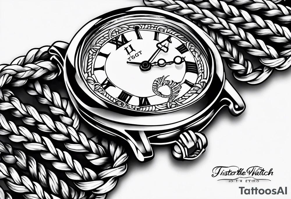 Twisted rope on forearm with words "I've got the watch" tattoo idea