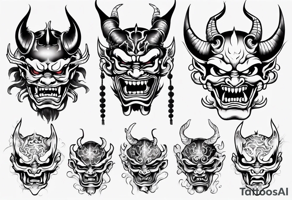 Japanese Demon mask tattoo idea