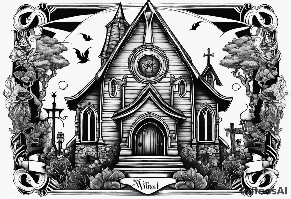 wednesday adams witch church element tattoo idea