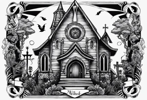 wednesday adams witch church element tattoo idea