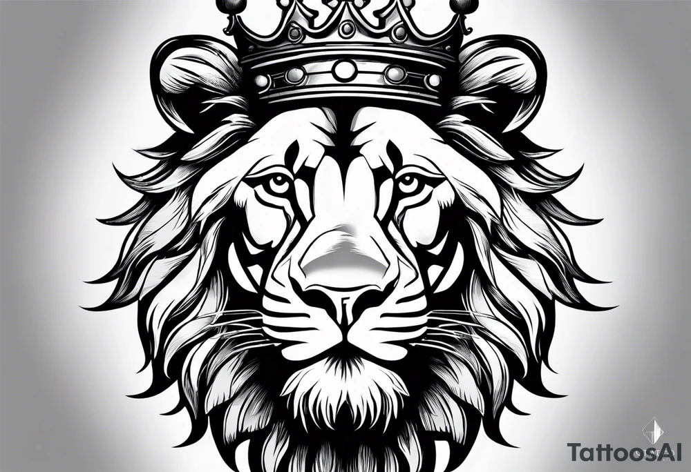lion wearing crown tattoo idea