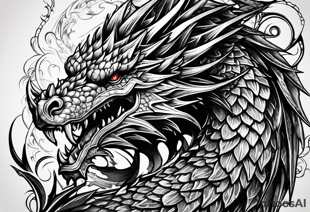 Drache mit ganzen Körper
Kopf ist unten der Körper schlängelt nach oben tattoo idea