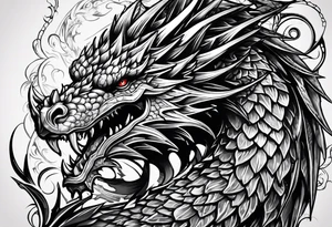 Drache mit ganzen Körper
Kopf ist unten der Körper schlängelt nach oben tattoo idea