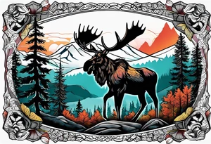 moose mountain forest tattoo idea