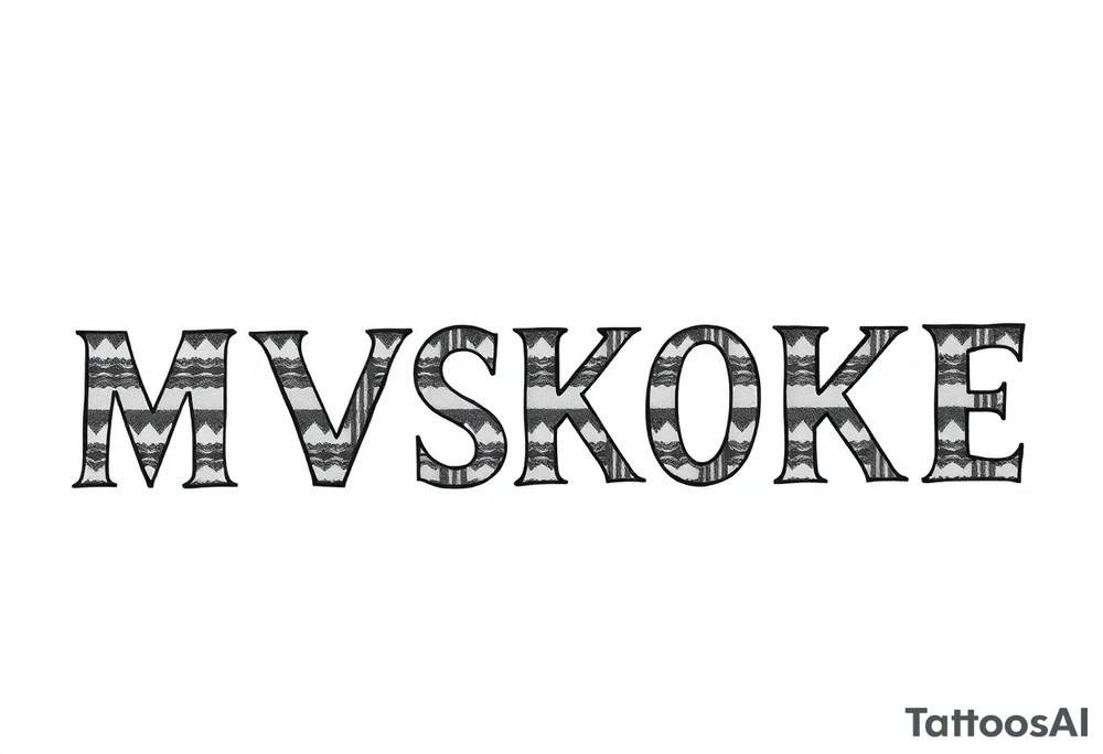 The word “MVSKOKE” shaded with Pendleton print tattoo idea