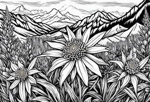 Edelweiss flower on a mountain tattoo idea