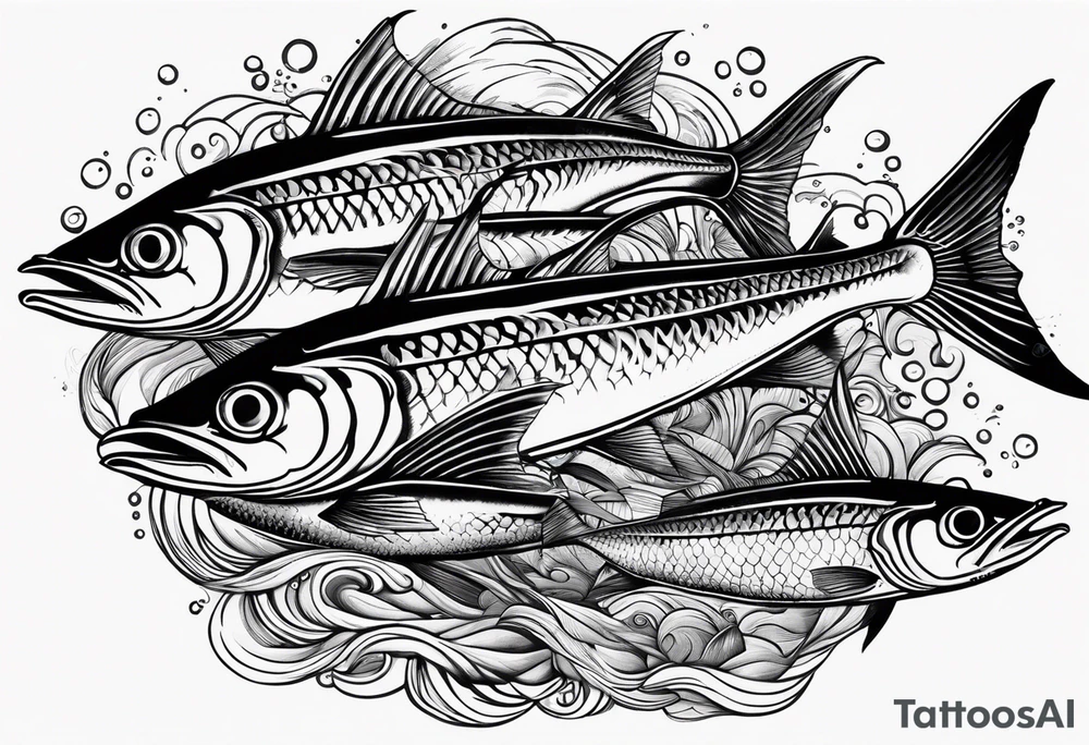 Shoal of mackerel in the ocean tattoo idea
