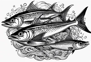 Shoal of mackerel in the ocean tattoo idea
