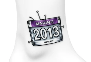 Racing half marathon bib 2013 purple and gold running safety pins piercing the skin running tattoo idea