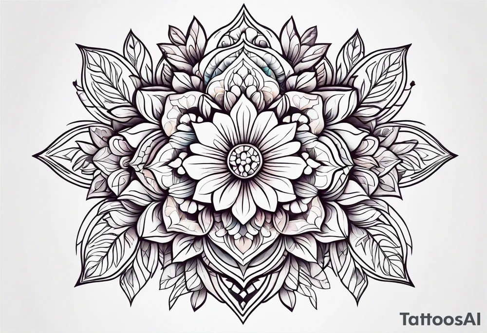 ornaments of flowers tattoo idea