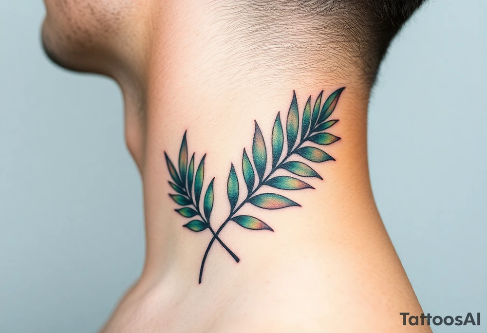 palm leaves neck tattoo tattoo idea