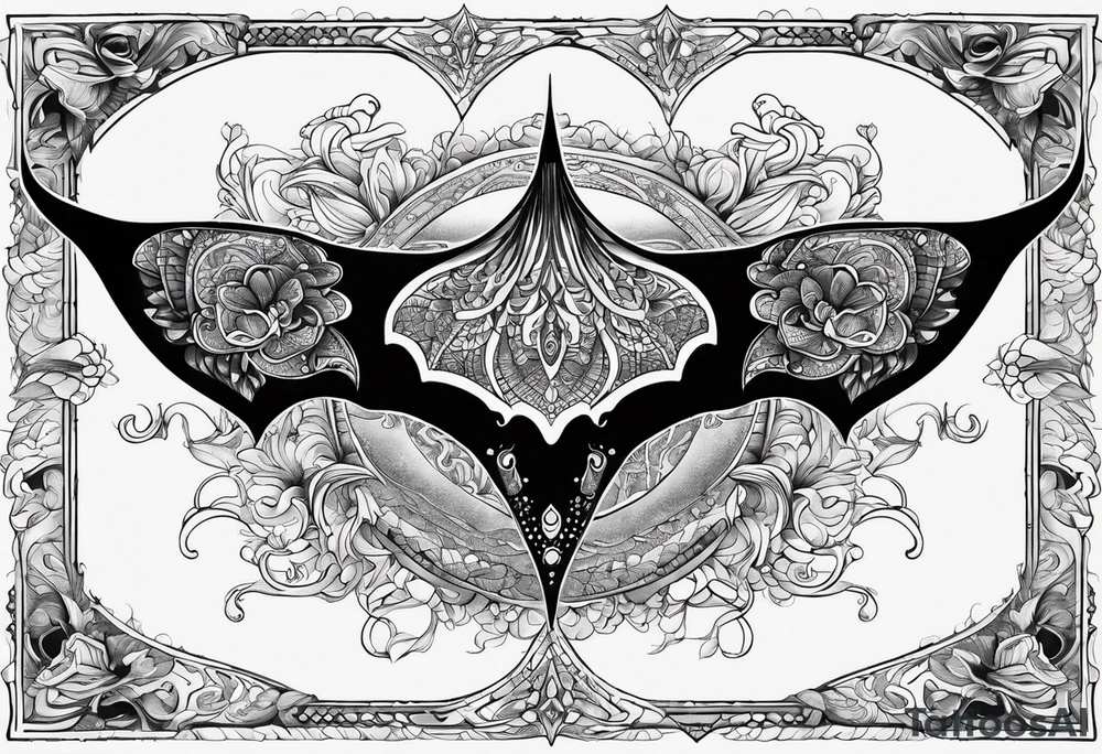 psychadelic manta ray symmetrical tattoo idea