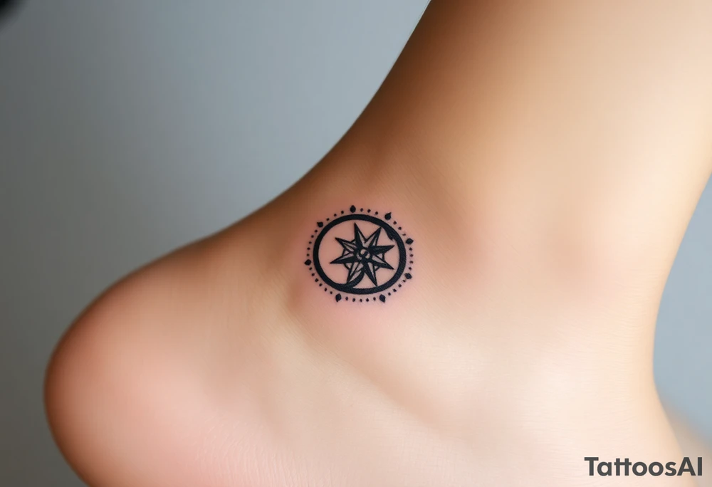 wedding rings tattoo with compass tattoo idea