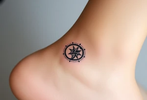 wedding rings tattoo with compass tattoo idea