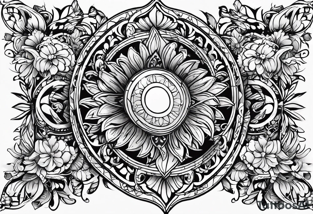 Браслет с фигурами и цветами tattoo idea