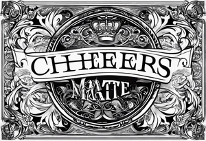 Cheers Mate text, armband +Cancer Ribbon +artistic tattoo idea