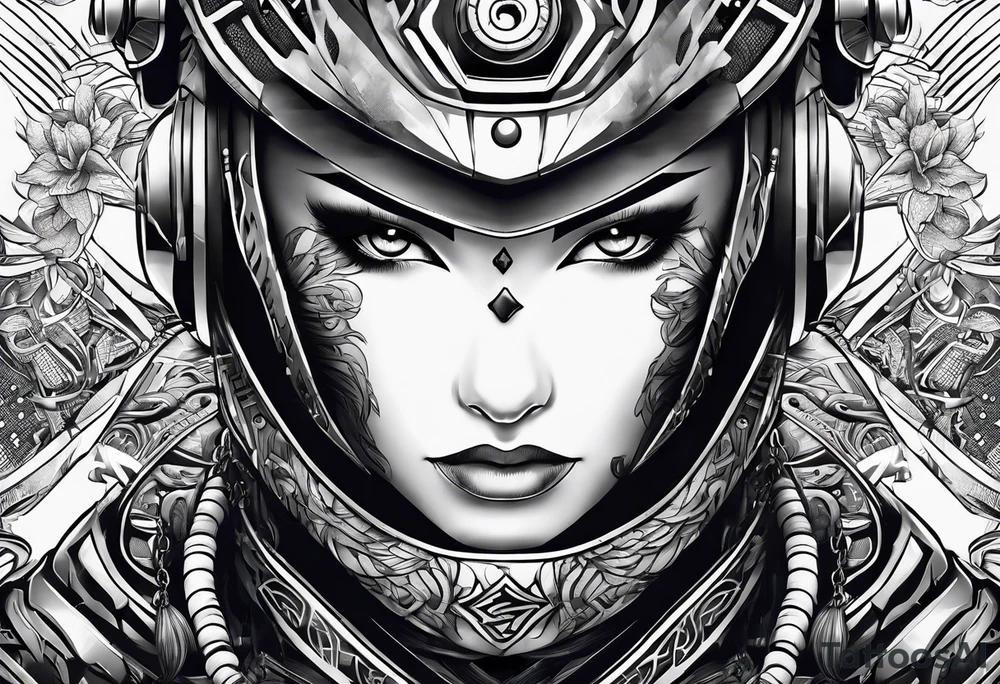 Modern robot ninja tattoo idea