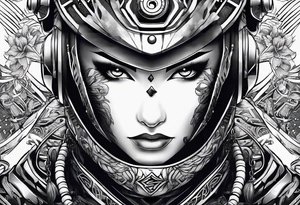 Modern robot ninja tattoo idea