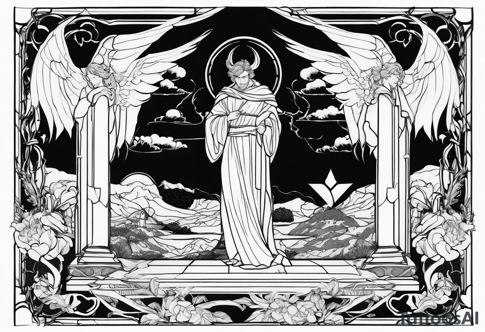 Constantine, angels, demons, landscape tattoo idea