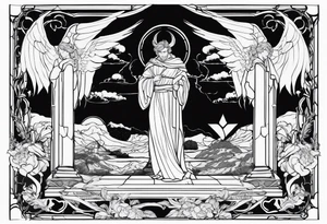 Constantine, angels, demons, landscape tattoo idea