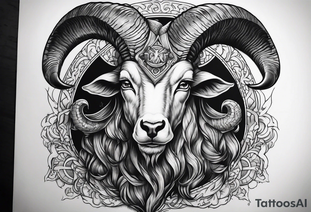 Devil with goat horns tattoo idea