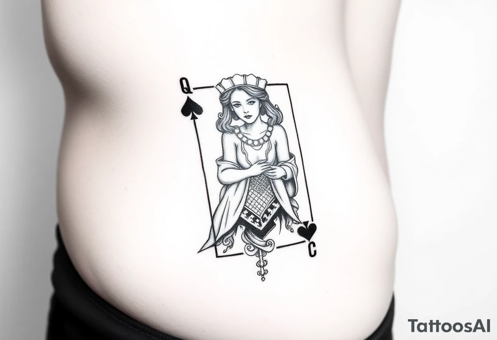Queen of spades hip tattoo idea