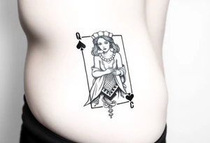 Queen of spades hip tattoo idea