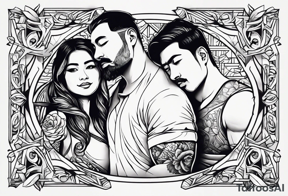 symbolic, son and daughter, rectangle, reverse tattoo tattoo idea