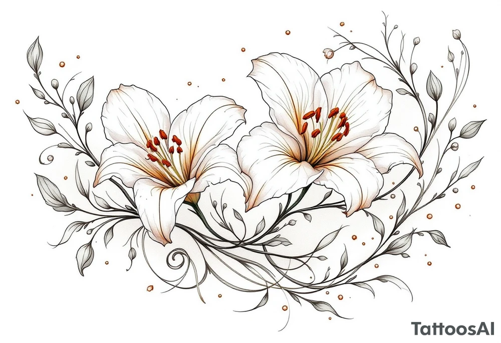 delicate lilies swirling in frost with petals tattoo idea