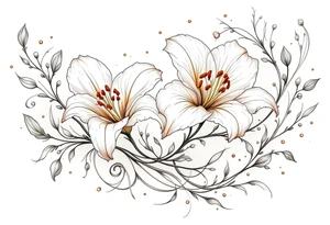 delicate lilies swirling in frost with petals tattoo idea