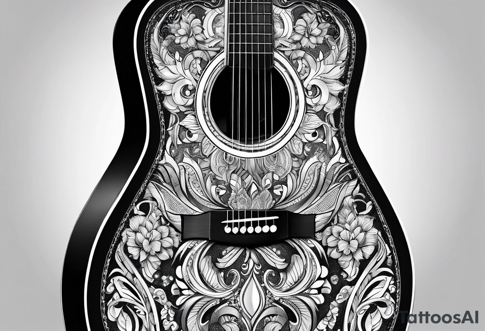 full basic black acoustic guitar with no details on it. Includes neck and base
for women's inner bicep. tattoo idea