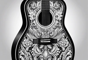 full basic black acoustic guitar with no details on it. Includes neck and base 
for women's inner bicep. tattoo idea