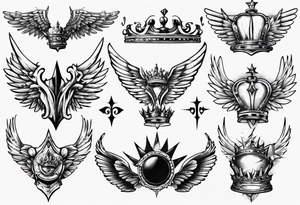 wings and crown tattoo idea