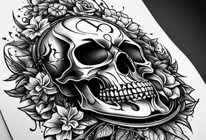 I want a tattoo with a skull design containing the letters "work hard, play hard". tattoo idea