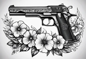 Pistol and nature tattoo idea