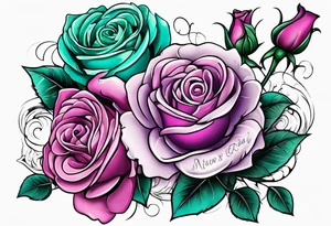 Dad, roses, teal, pink, purple tattoo idea