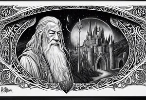 Gandalf in minas tirith with gollum and the one ring to rule them all the lord of the rings tattoo idea