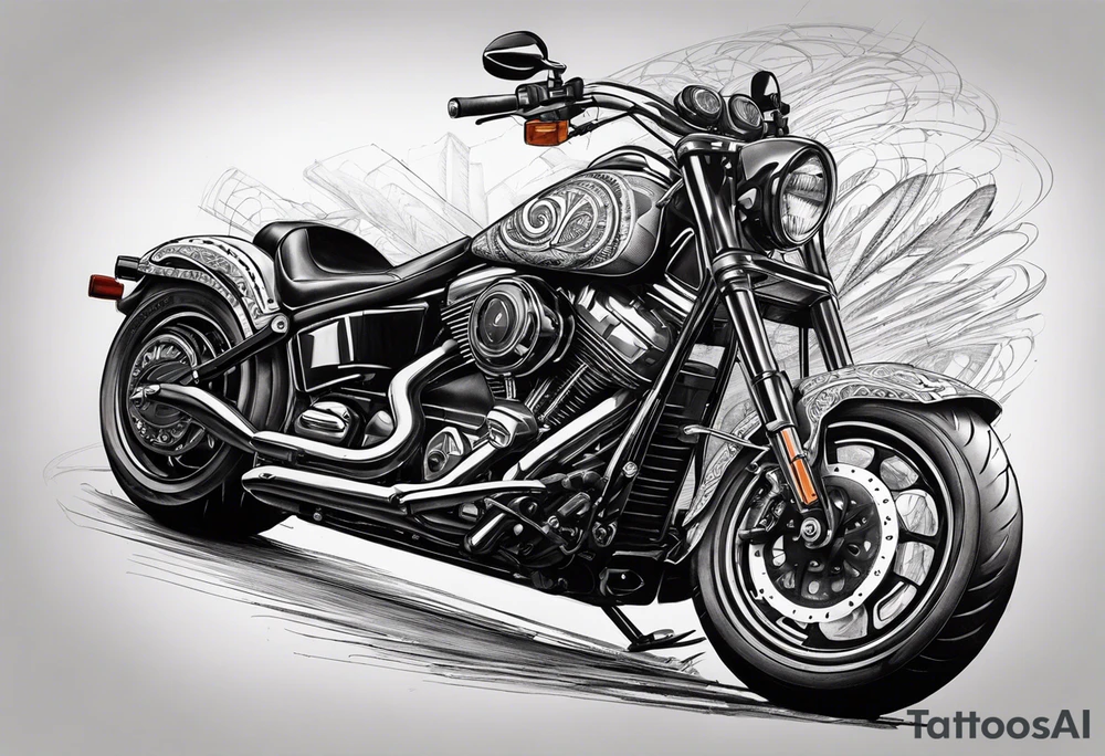 Bikergirl mit geflochtenen zöpfen tattoo idea