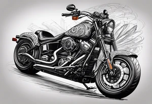 Bikergirl mit geflochtenen zöpfen tattoo idea