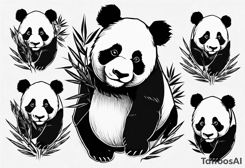 Panda with bamboo tattoo idea