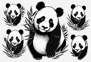 Panda with bamboo tattoo idea