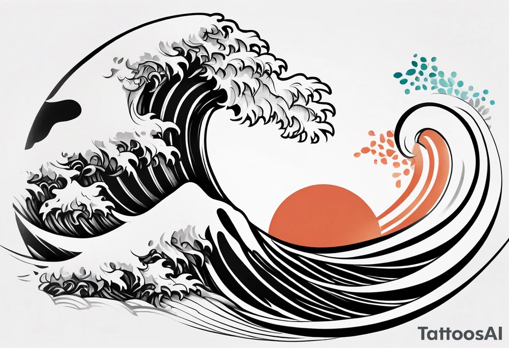 minimalistic calm wave background tattoo idea