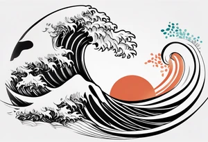 minimalistic calm wave background tattoo idea