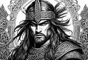 Celtic warrior facing left with sword drawn tattoo idea