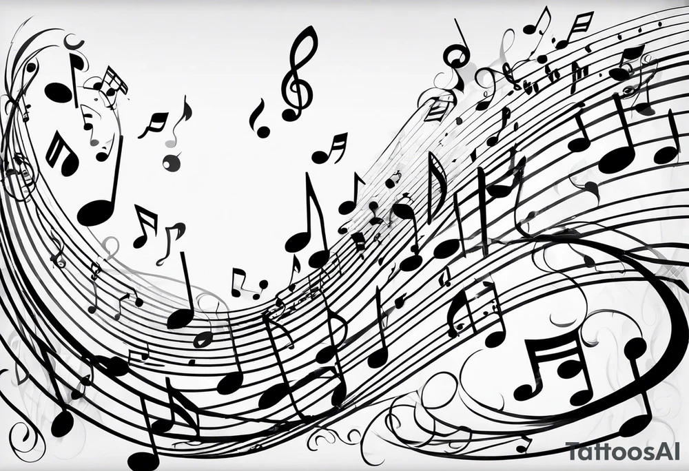 Musical notes connecting toddlers dancing tattoo idea
