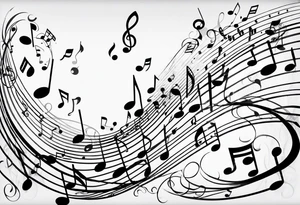 Musical notes connecting toddlers dancing tattoo idea