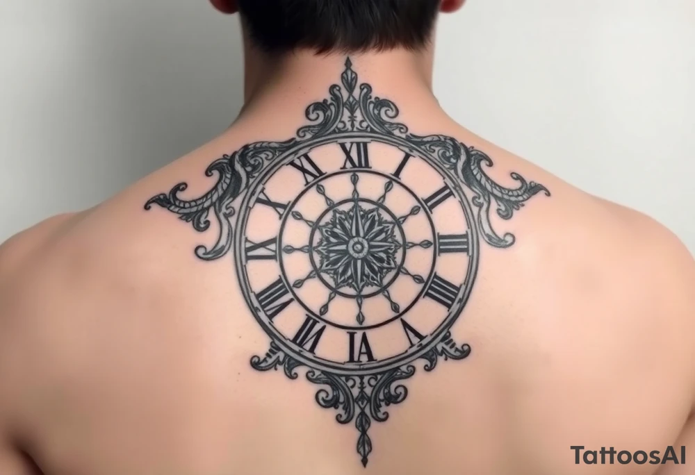 vintage roman numerals within ornate clockwork mechanism tattoo idea