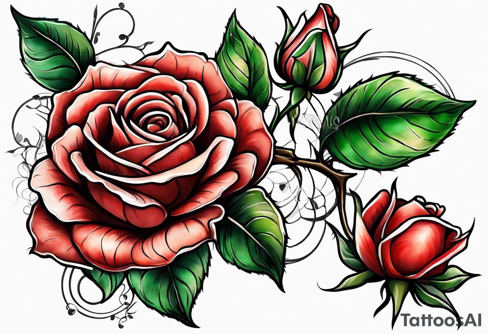a red rose with thorns tattoo idea