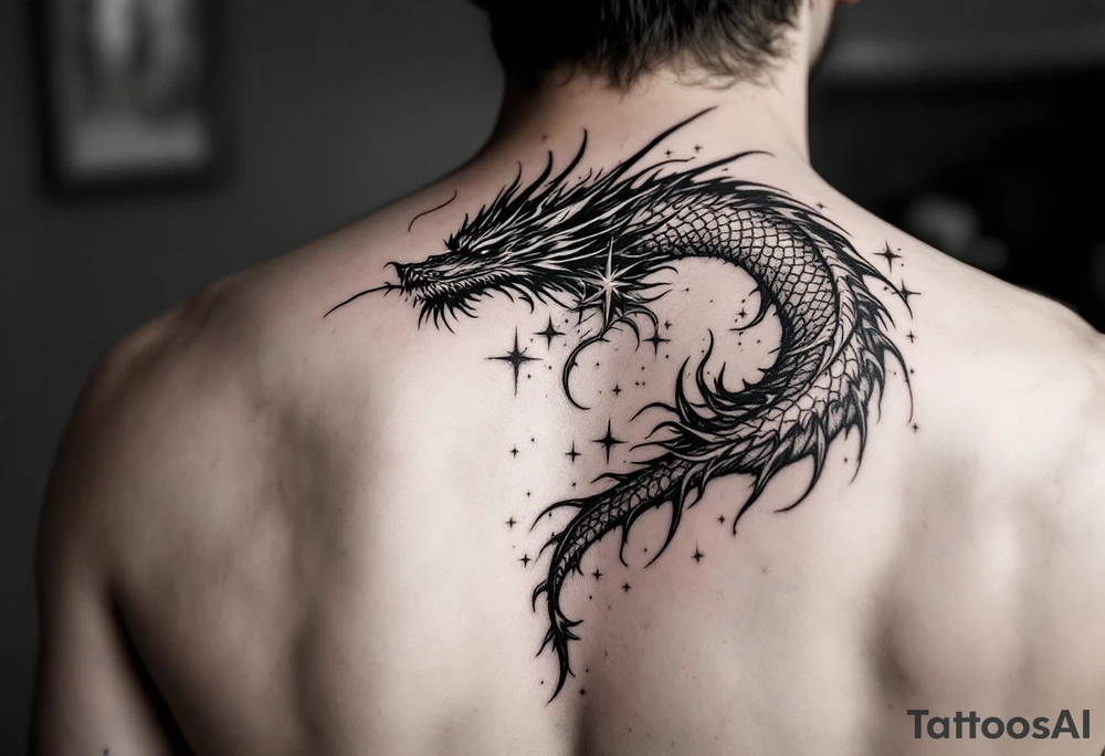 beautiful star dragon tattoo idea