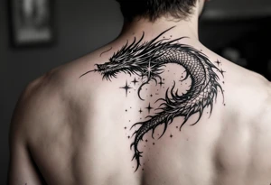 beautiful star dragon tattoo idea